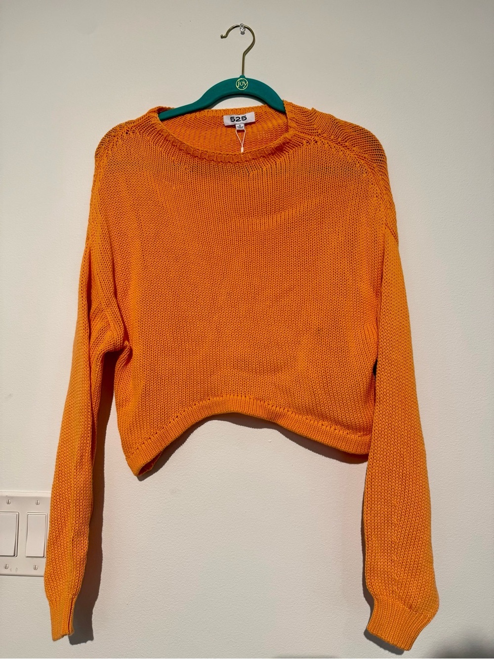 525 America Orange Cropped Knit Sweate